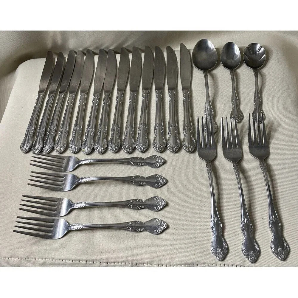 Embassy Classic Valhalla Stainless‎ Flatware Silverware Set 23 Pieces Japan MCM